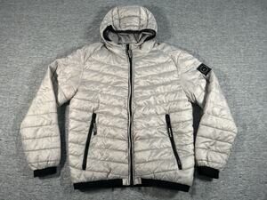 Marshall Artist Hooded Zip-Up Puffer Jacket Mens Extra Large Grey Casual